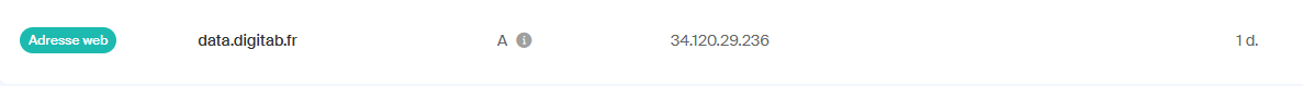 DNS A record for the tagging subdomain