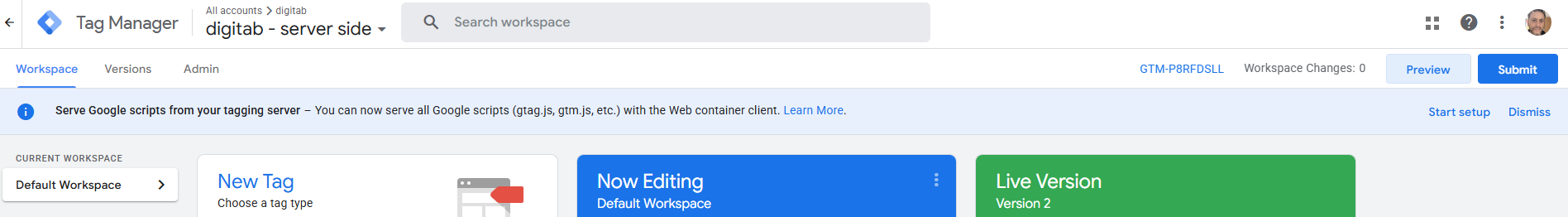 GTM server container preview